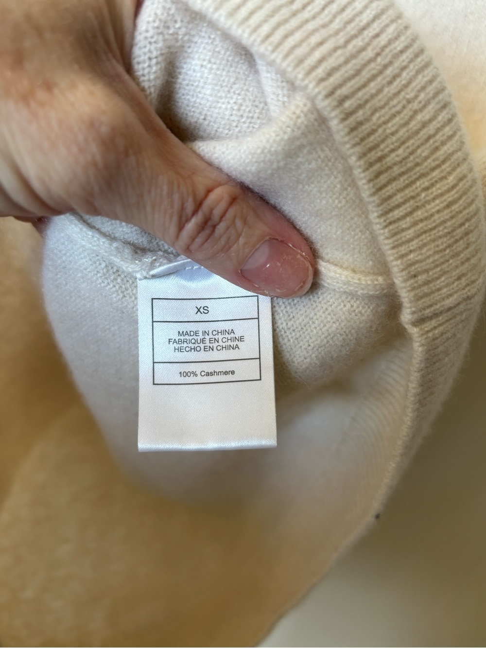 Quince ivory beige 100% cashmere short sleeve sweater XS quiet luxury old money - Picture 4 of 5